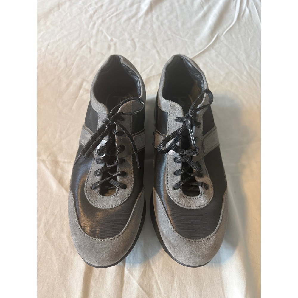 Tod's T Project Sneakers Women 38 Grey Black Leather suede Low Top Italy